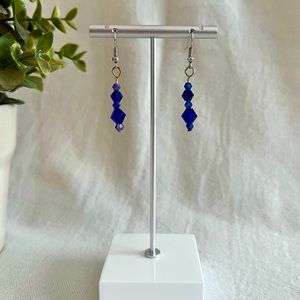 Handmade Iridescent Blue Beaded Earrings